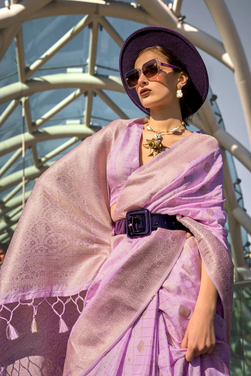 Purple color handloom silk saree with blouse price