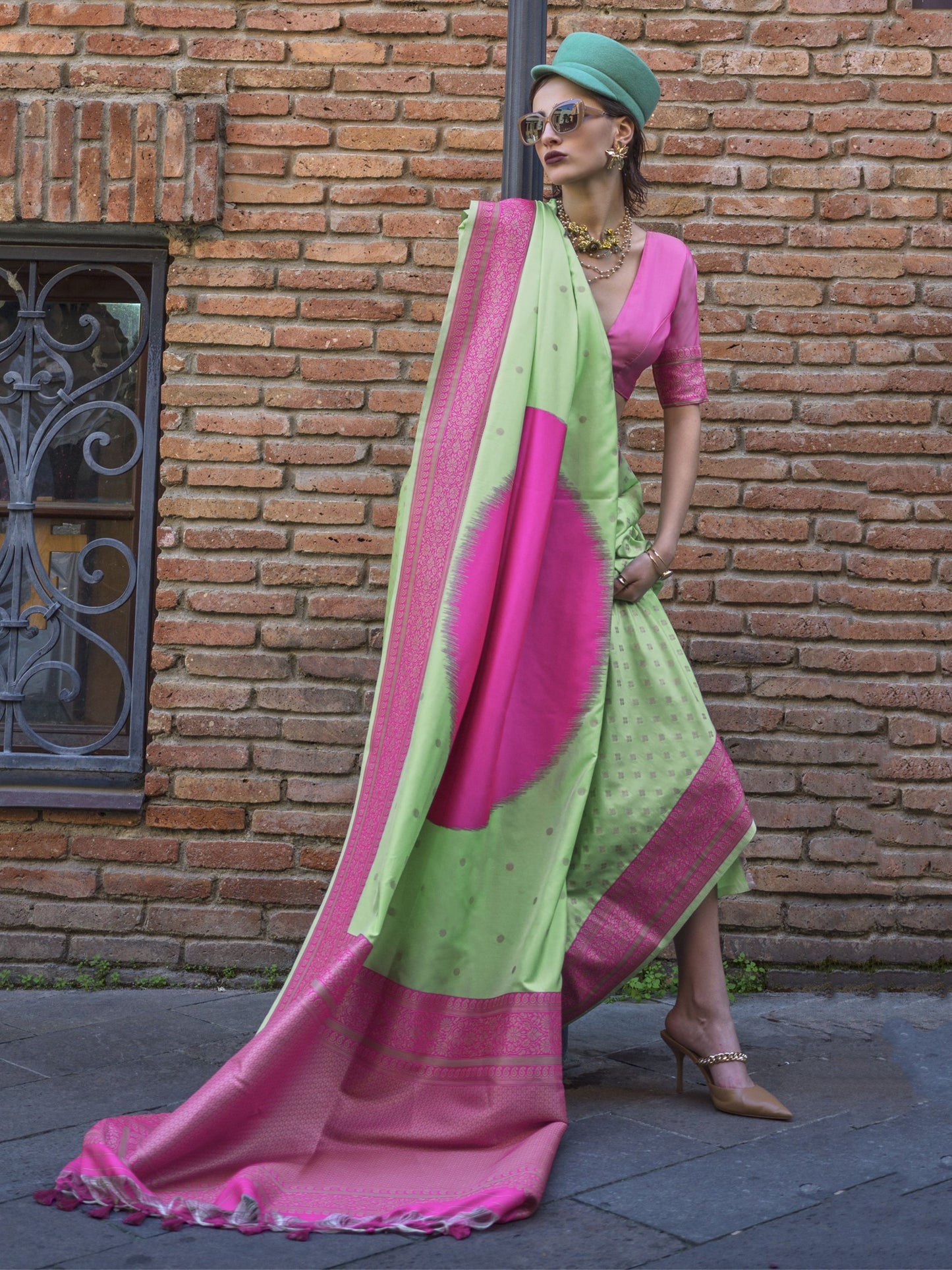 Pink handloom silk sarees online shopping