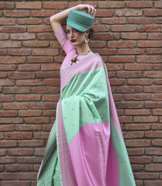 Pink handloom silk sarees online shopping