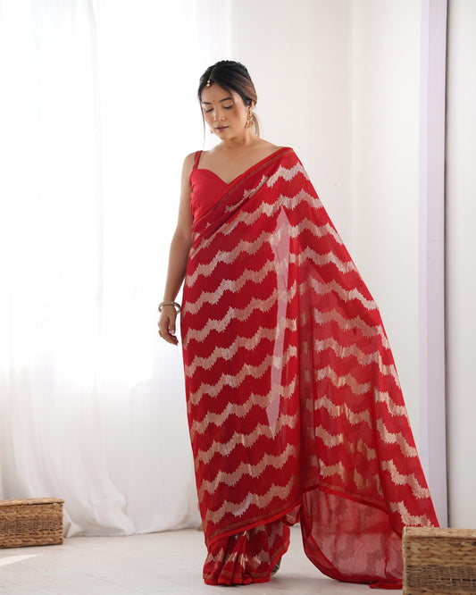 Red georgette sarees Party Wear