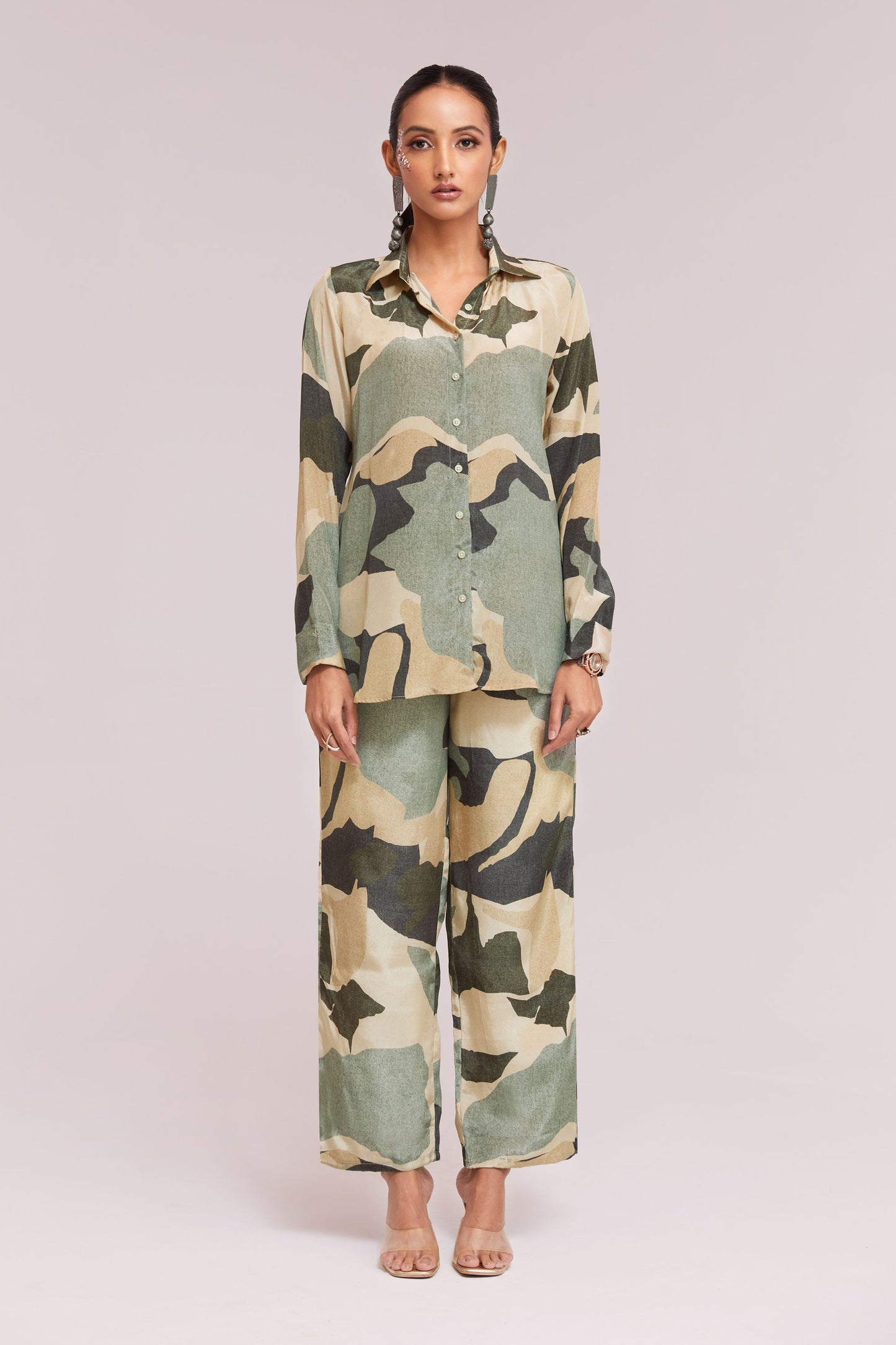 Multi color crepe printed co ord set for women online
