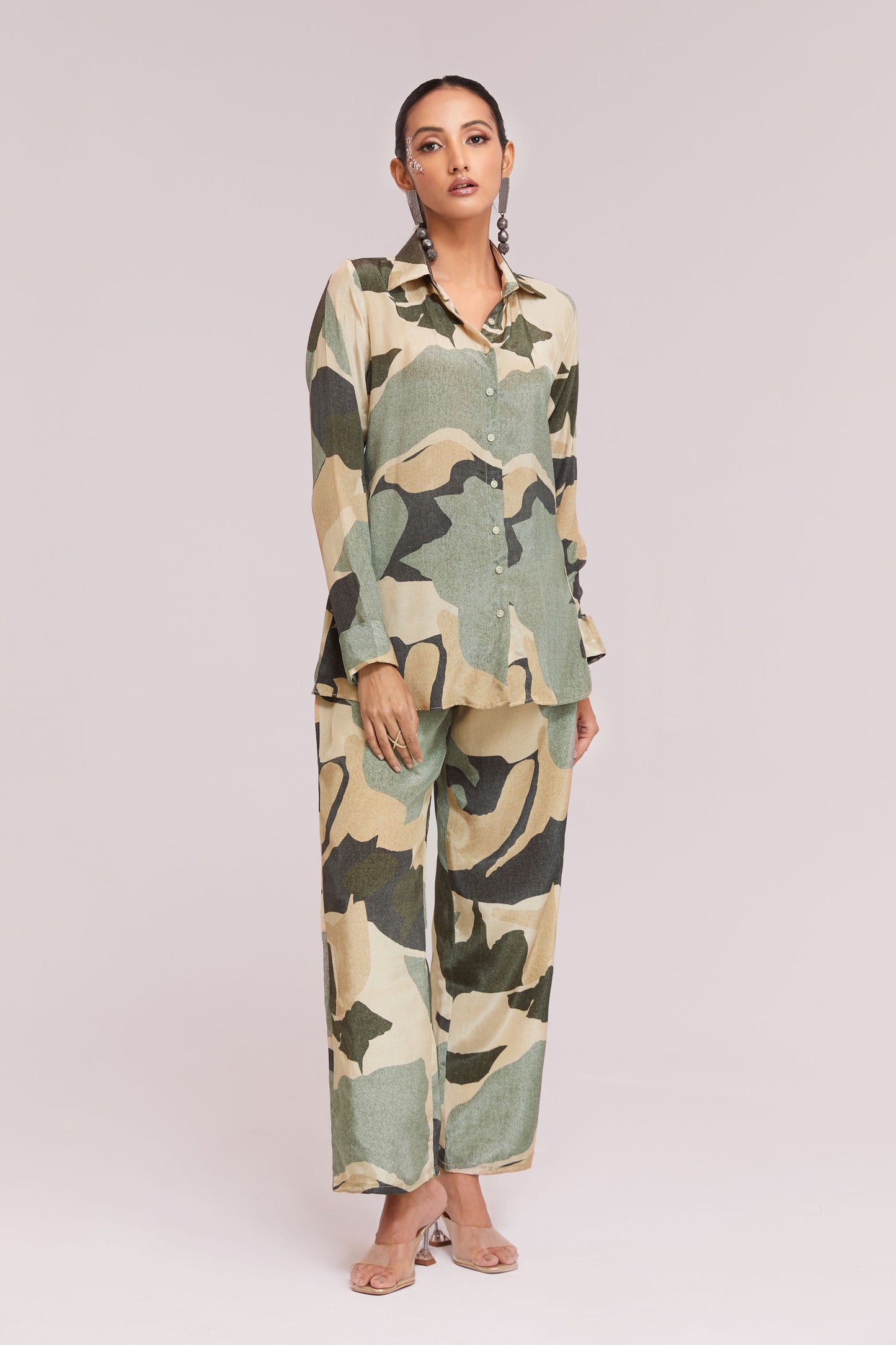 Multi color crepe printed co ord set for women online shopping