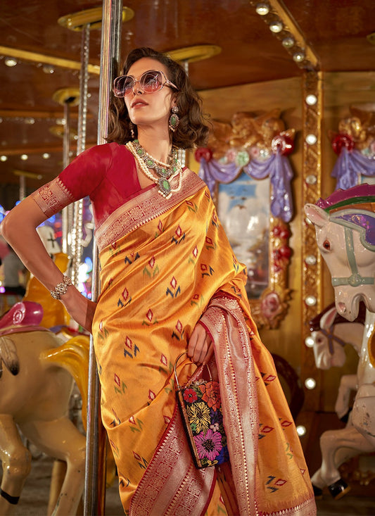 Mustard color wedding wear saree online shopping