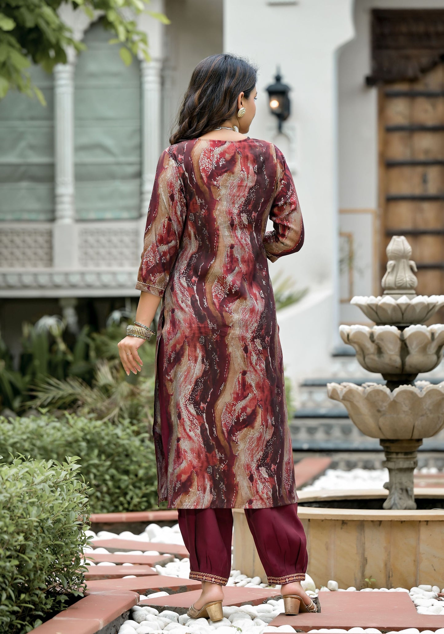 Maroon color modal silk salwar suit for party