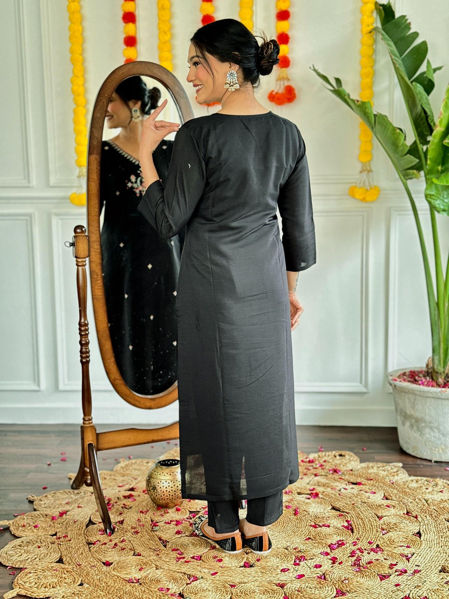 Black color viscose chanderi salwar suit online shopping