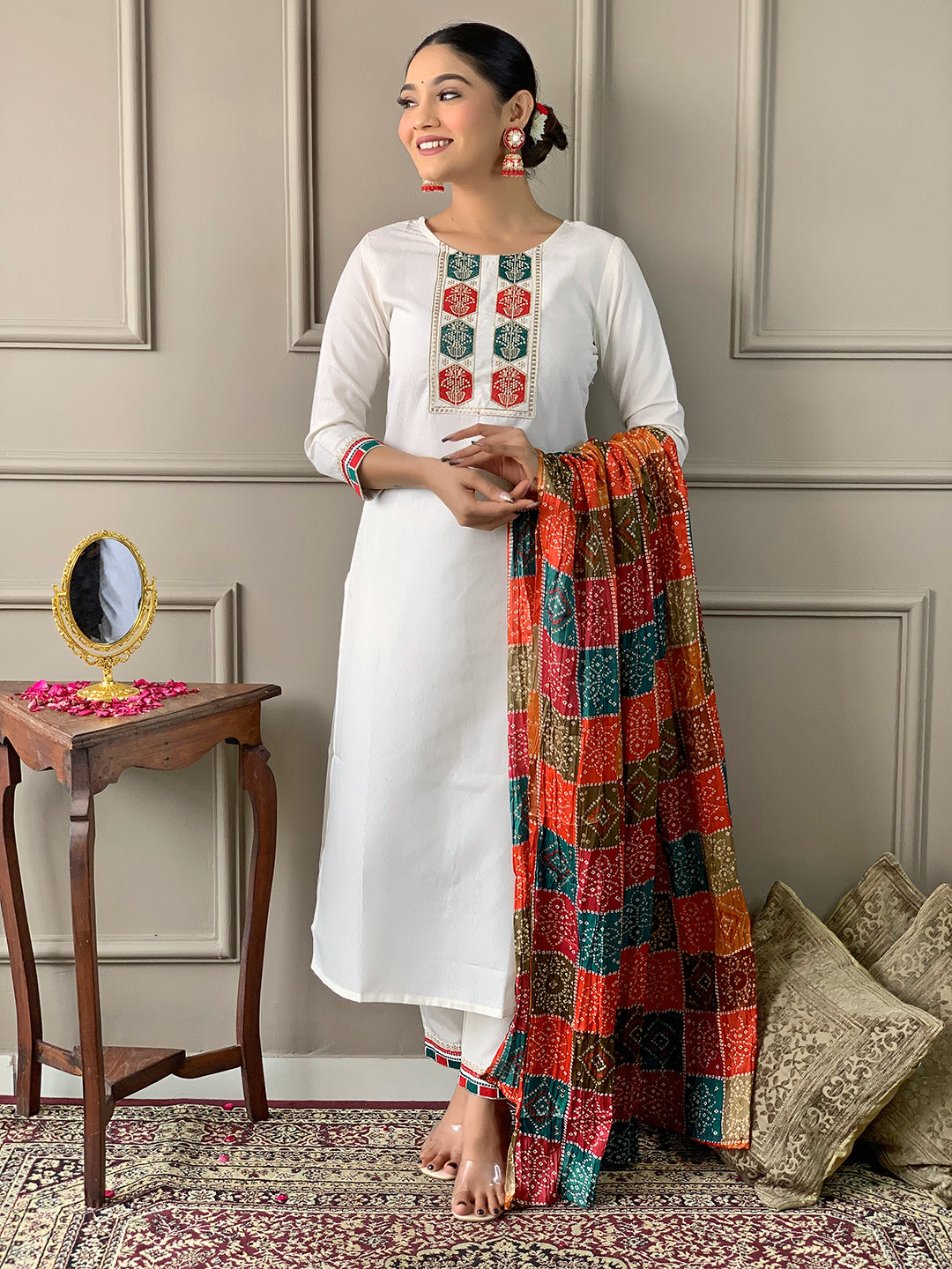Off white viscose salwar suit price