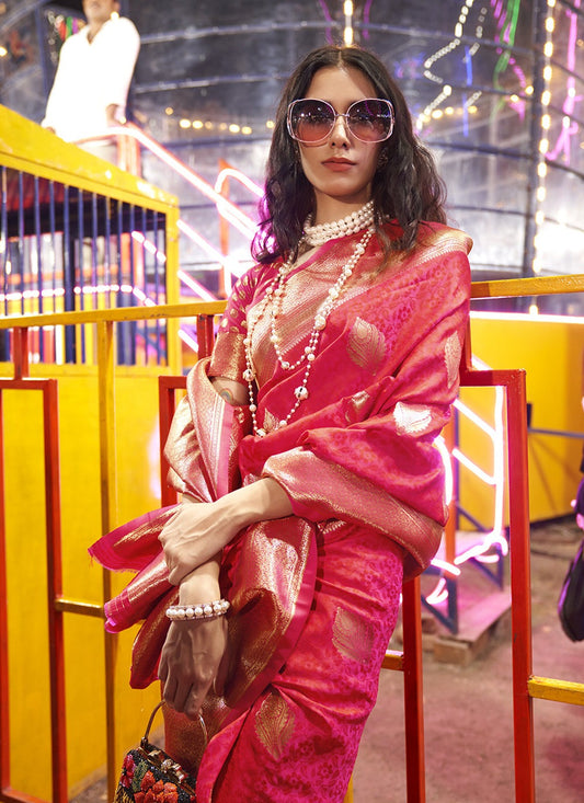 Art silk weaving work saree with blouse online price