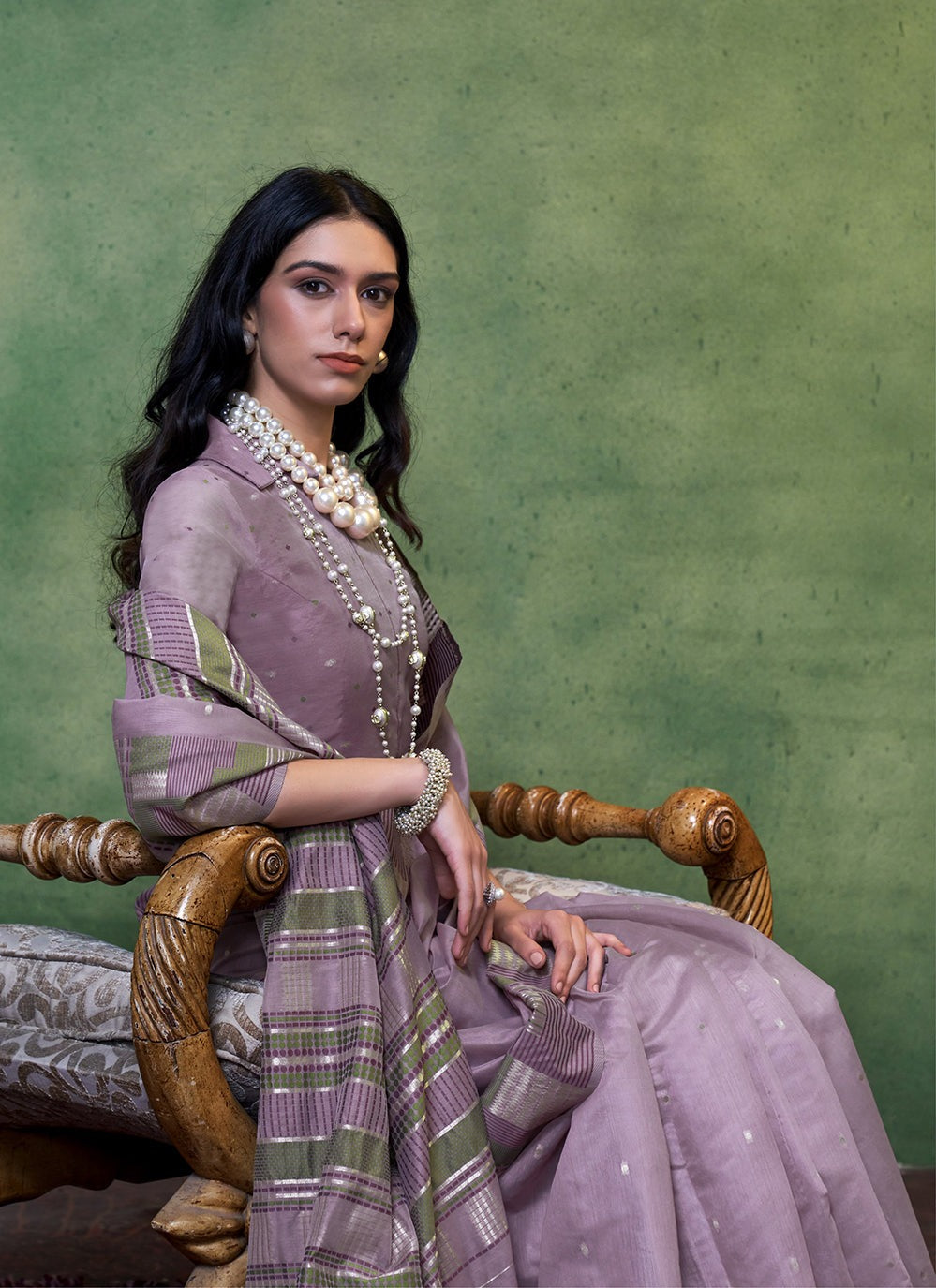 Lavender color cotton saree for wedding online