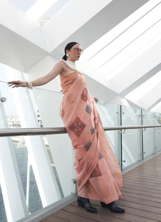 Peach color georgette salwar suit for women with dupatta