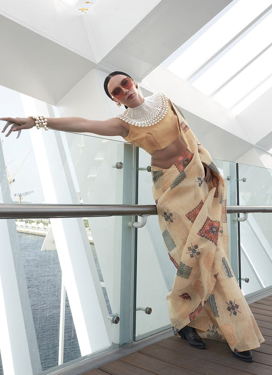 Beige Saree for Wedding