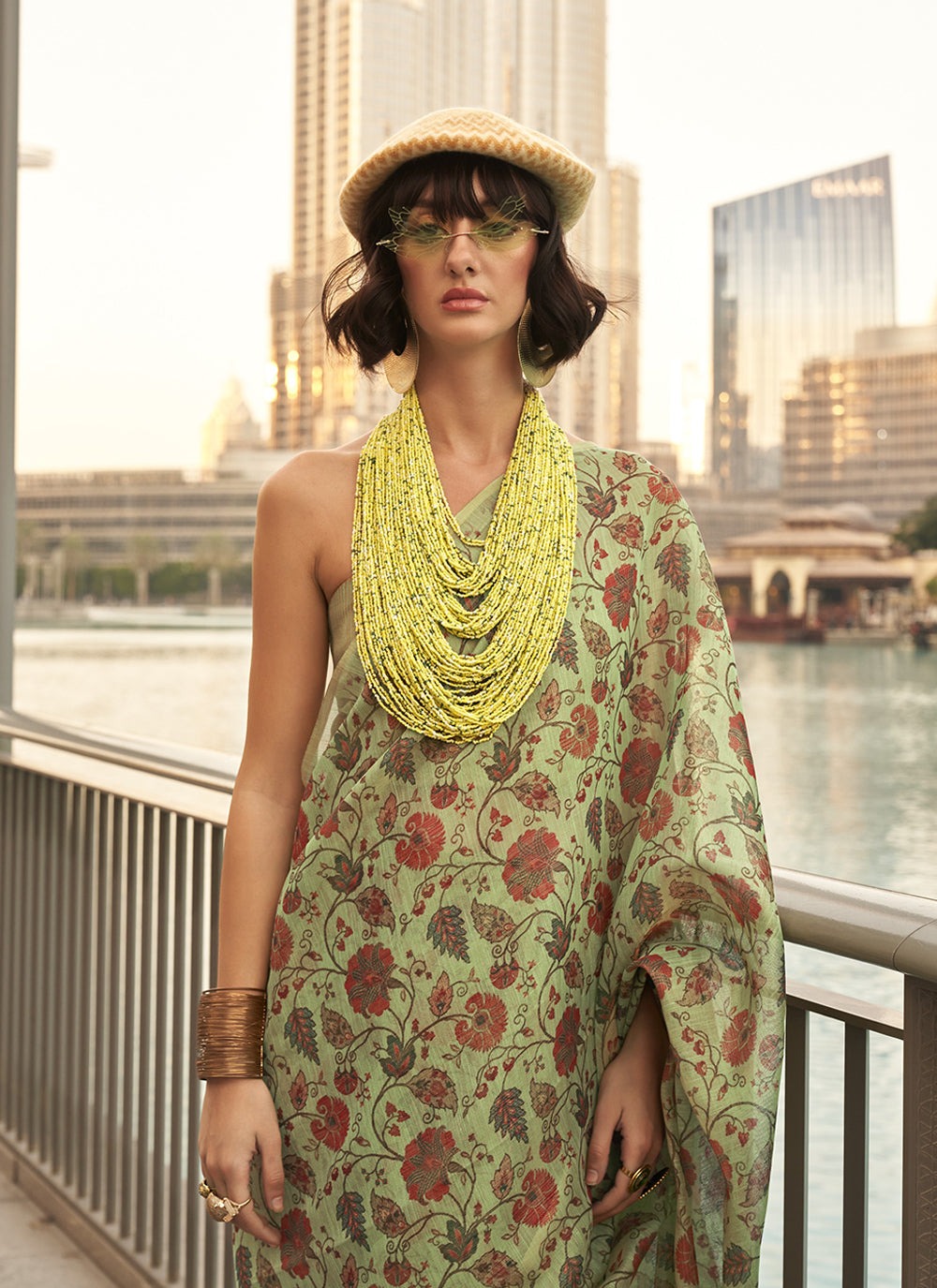 Pista tissue handwoven saree for women price