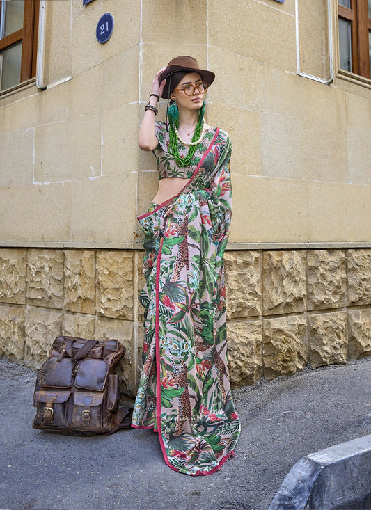 Green Georgette Saree for women