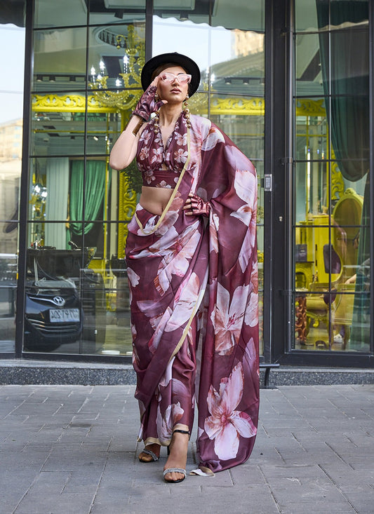 Multi color satin georgette sarees for women online