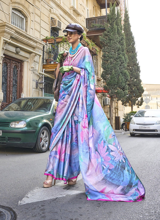 Best multi color satin georgette sarees for women