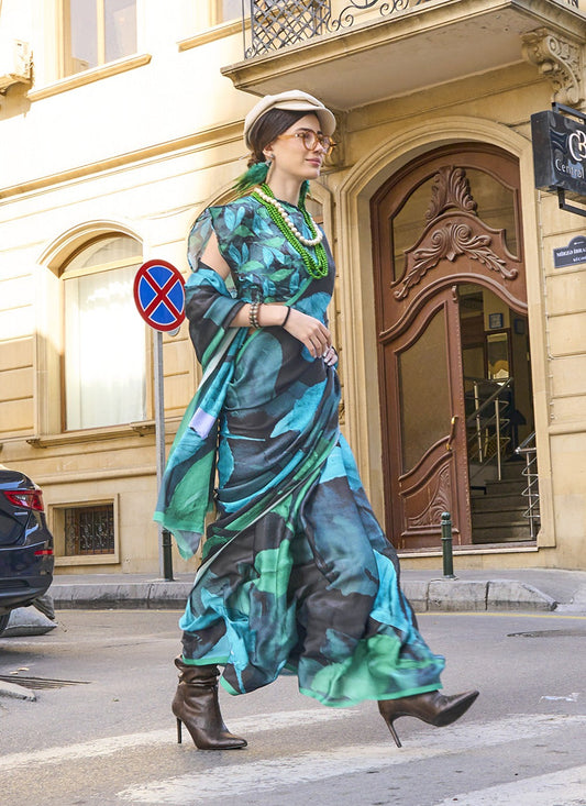 Black Georgette Saree Party Wear