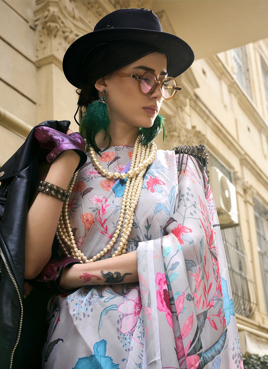 Multi color satin georgette sarees for women online