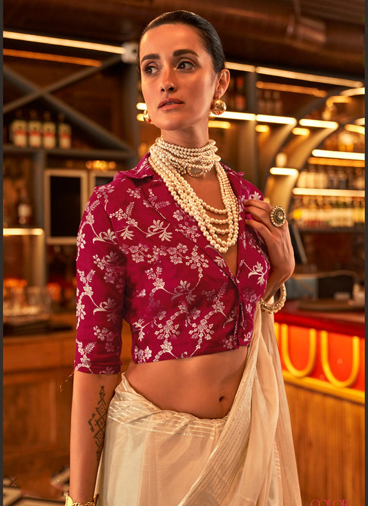 Beige color viscose saree for women online shopping