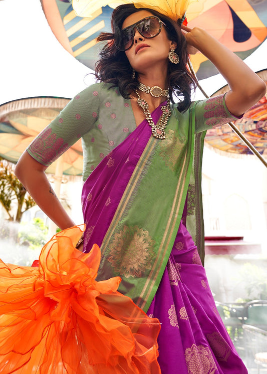 Rani pink handloom silk saree for women online