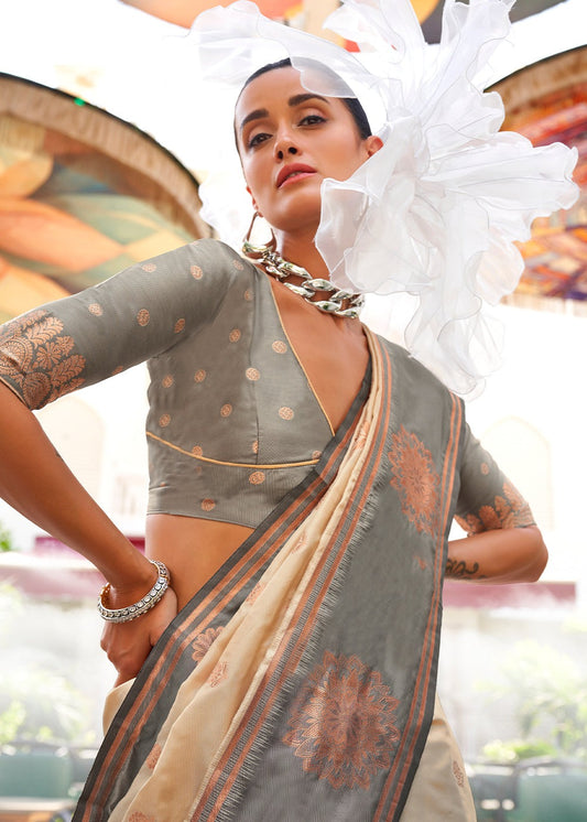 Beige color handloom silk saree for women with price