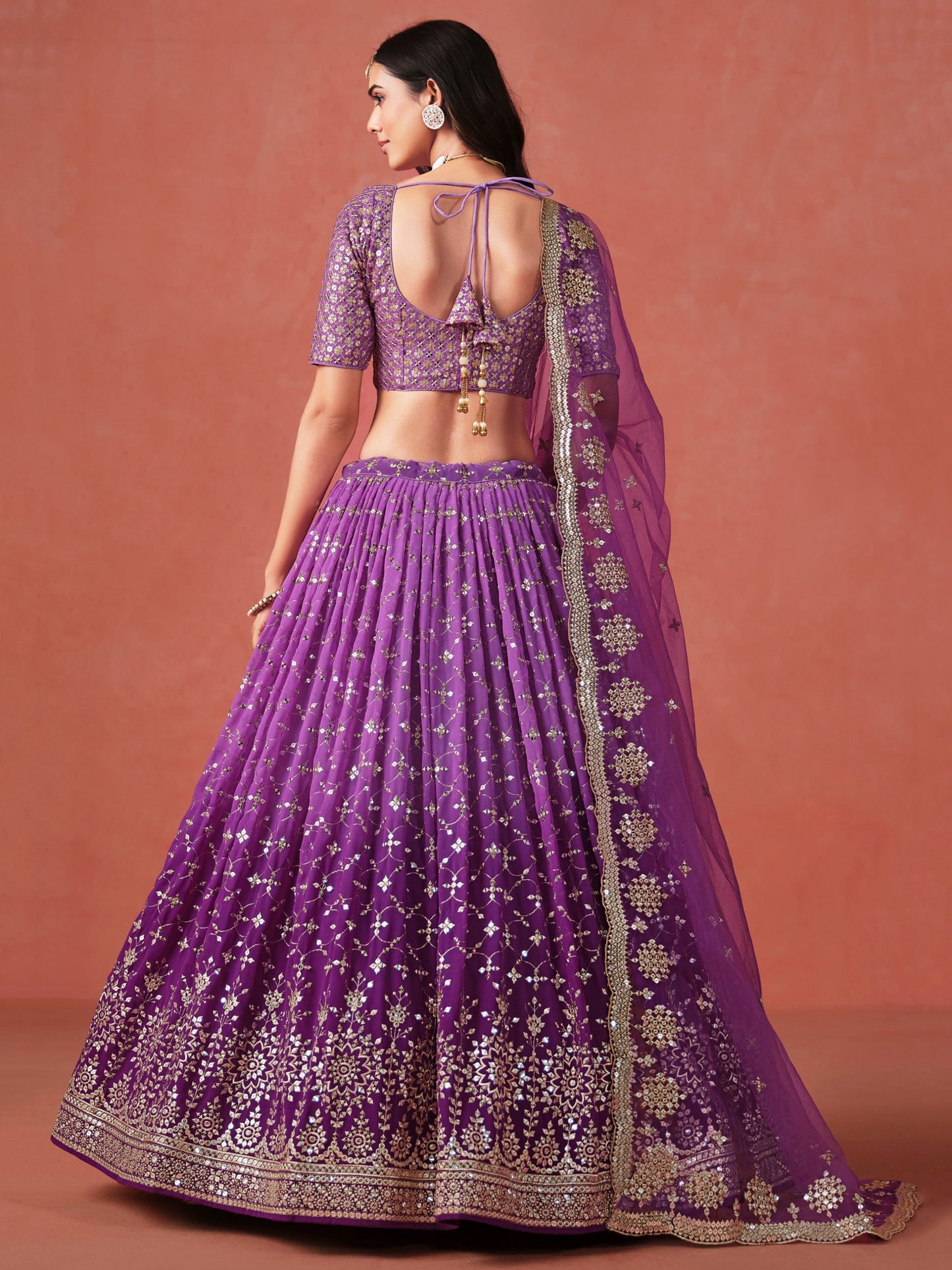 Wedding wear purple fancy lehenga choli