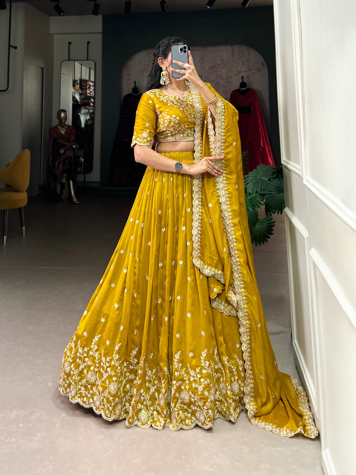 mustard yellow dress for wedding Mustard Color Vichitra Silk Sequins Work Lehenga Choli For Wedding – Ragthm