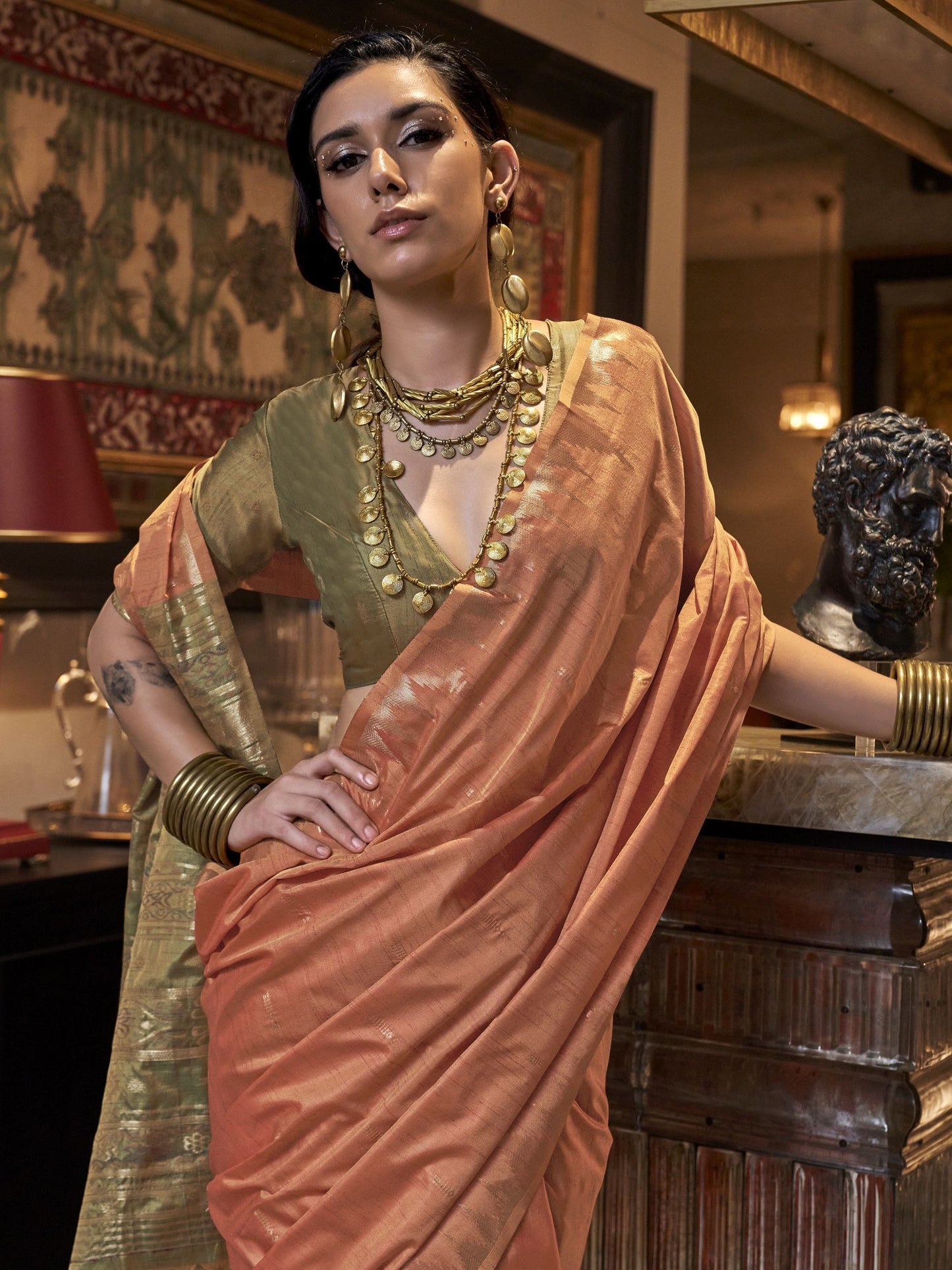 Orange colour Saree for wedding