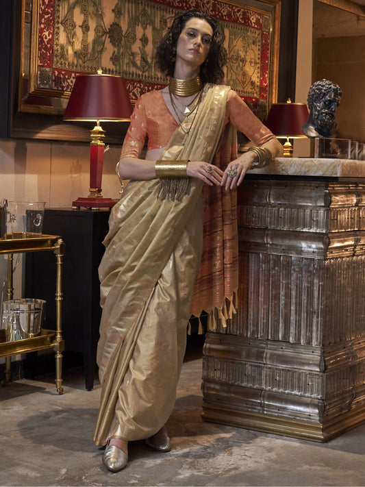 Beige silk saree for women with price