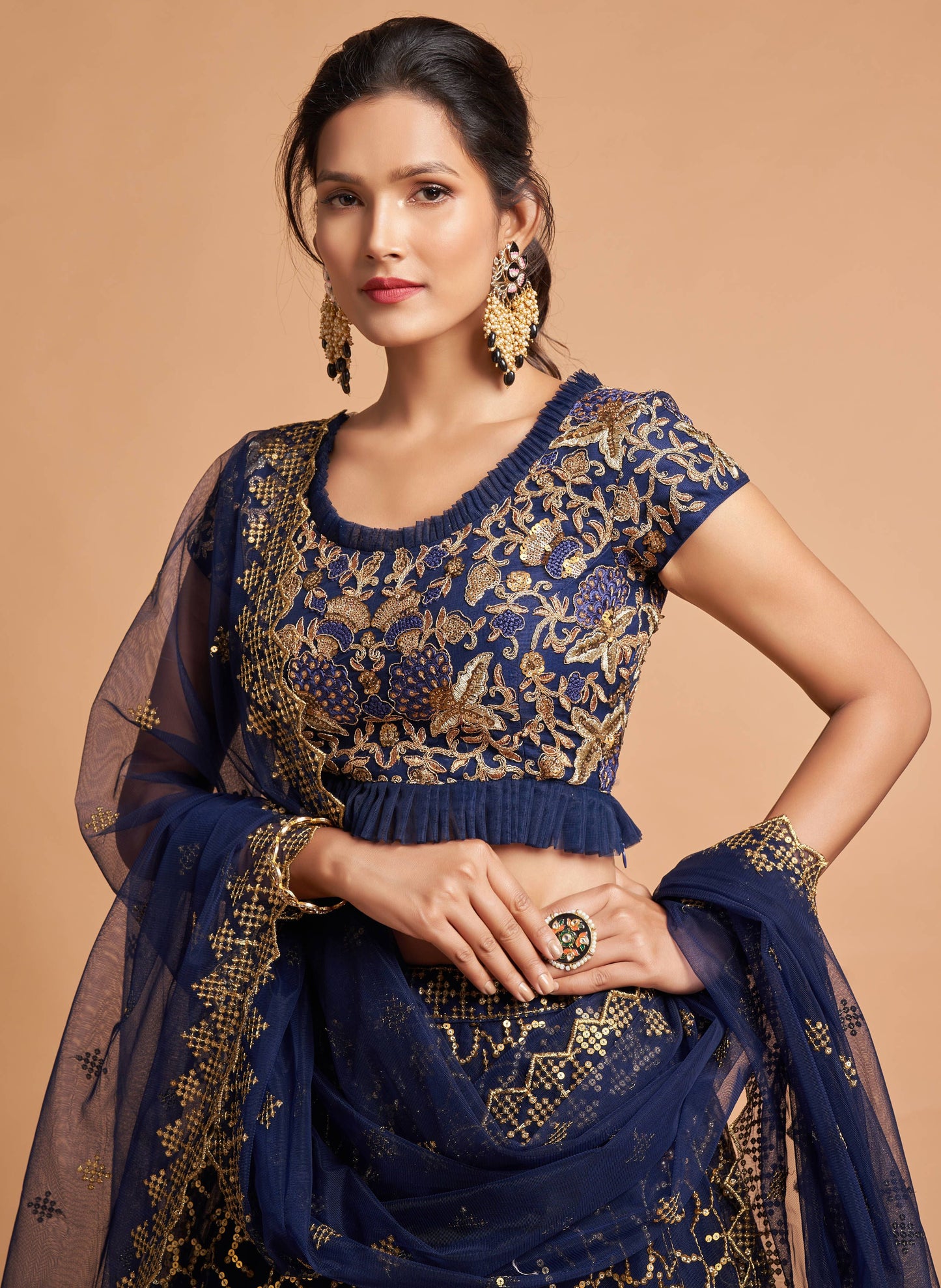 Latest Navy Blue Color Lehenga Choli Online