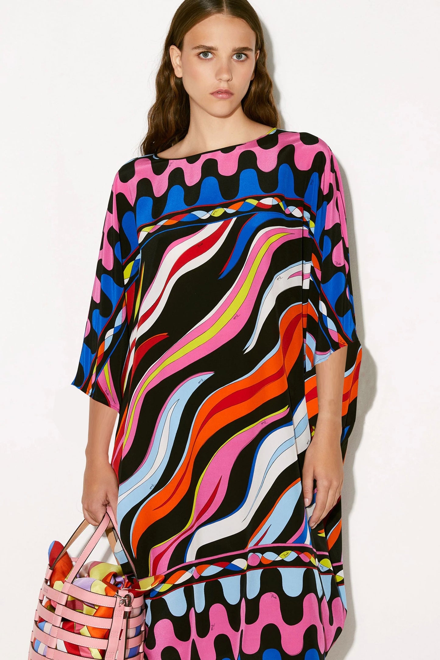 Multi color silk printed kaftan for women