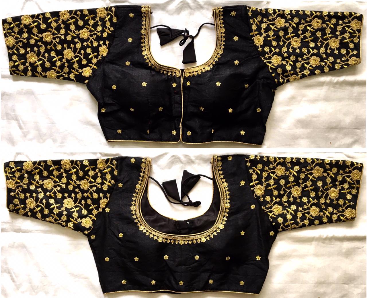 Black color silk phantom silk Sequins work blouse for wedding