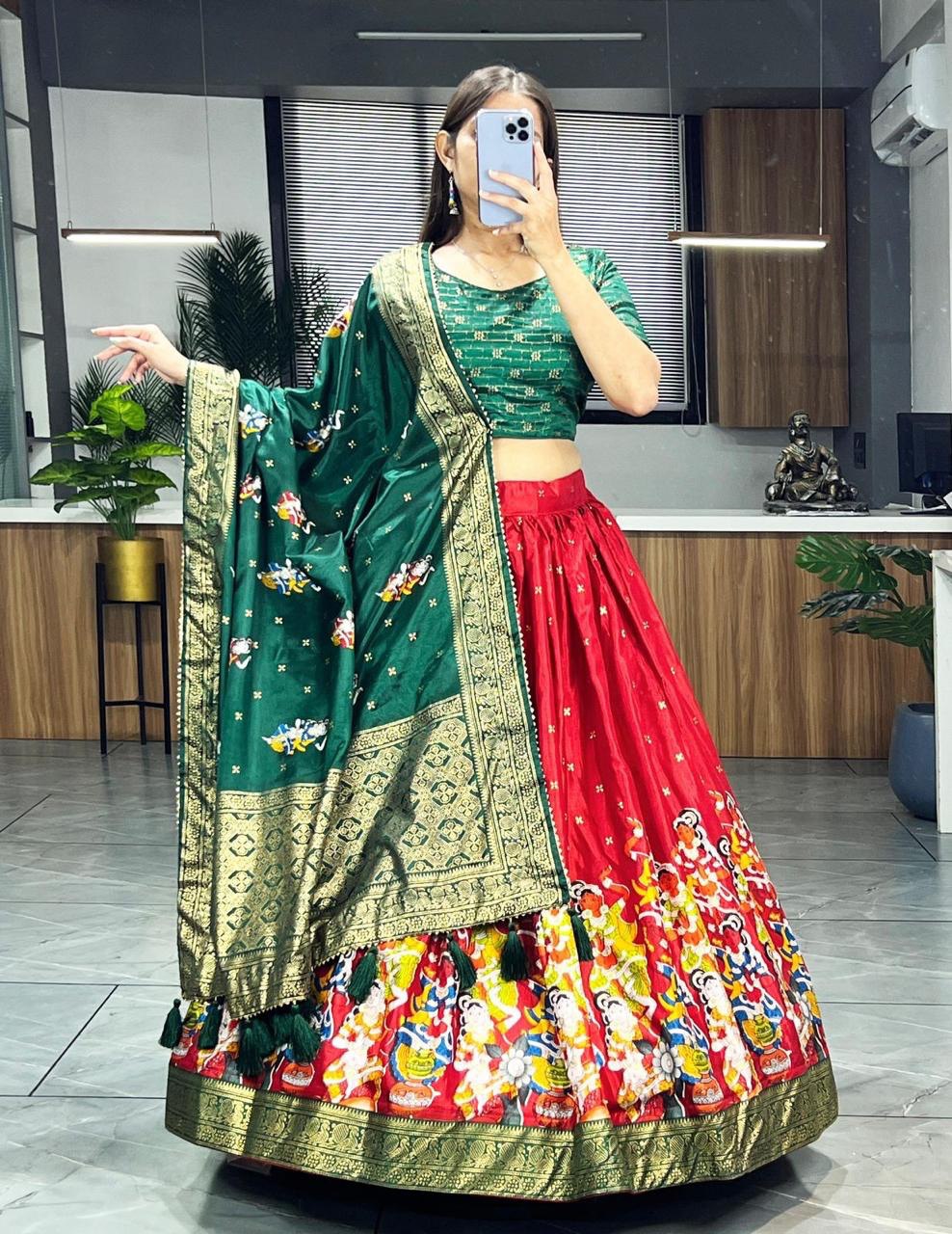 Dola Silk Lehenga Blouse Designs