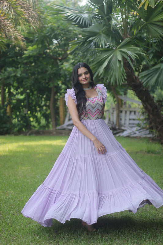 Women lavender gown for wedding