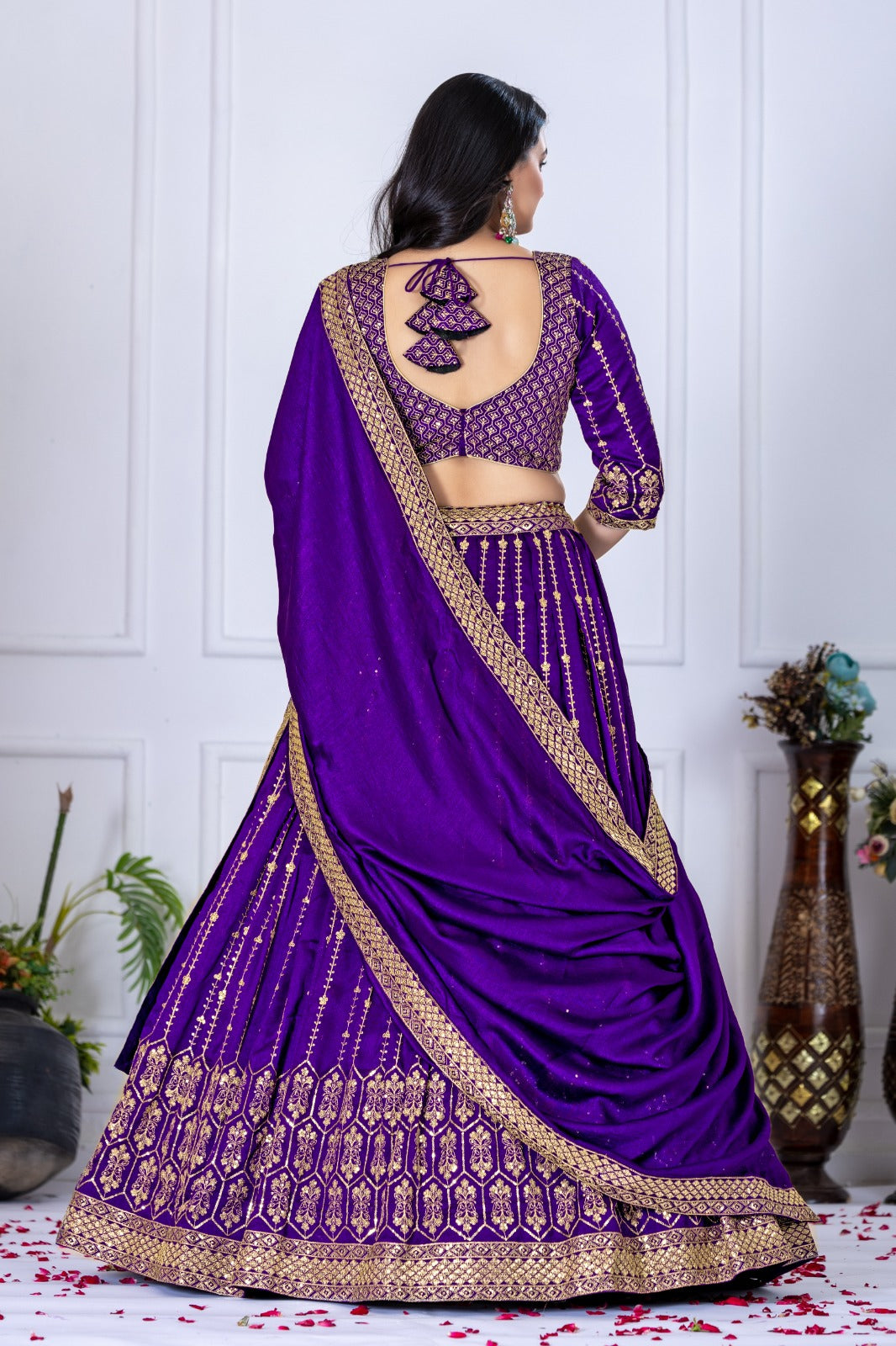 Purple color vichitra silk chaniya choli USA