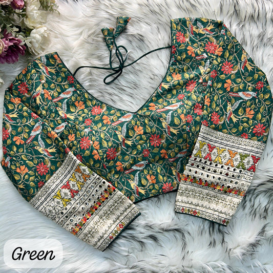 Green Blouse For Mehendi Rasam Lehenga