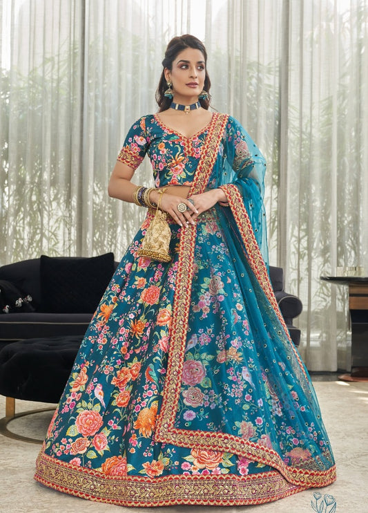 Light teal Blue Lehenga Choli