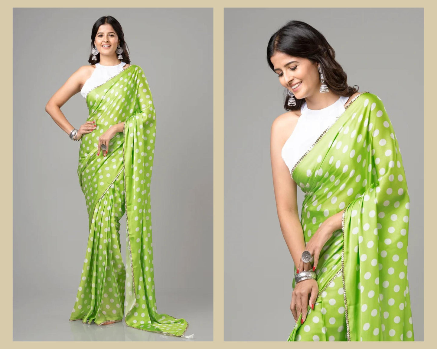 Parrot color japan satin printed saree with blouse images