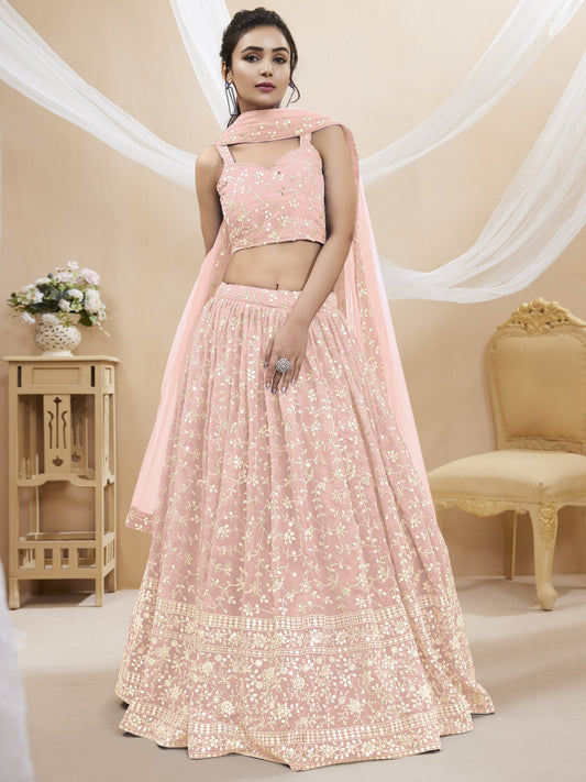 Pink color georgette stylish lehenga choli