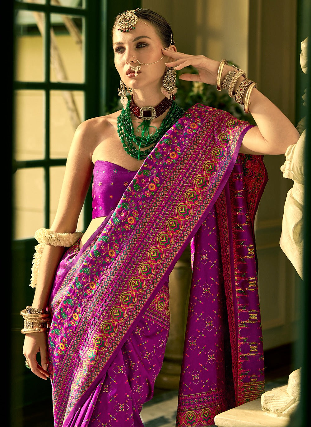 Pink color banarasi silk saree for women price