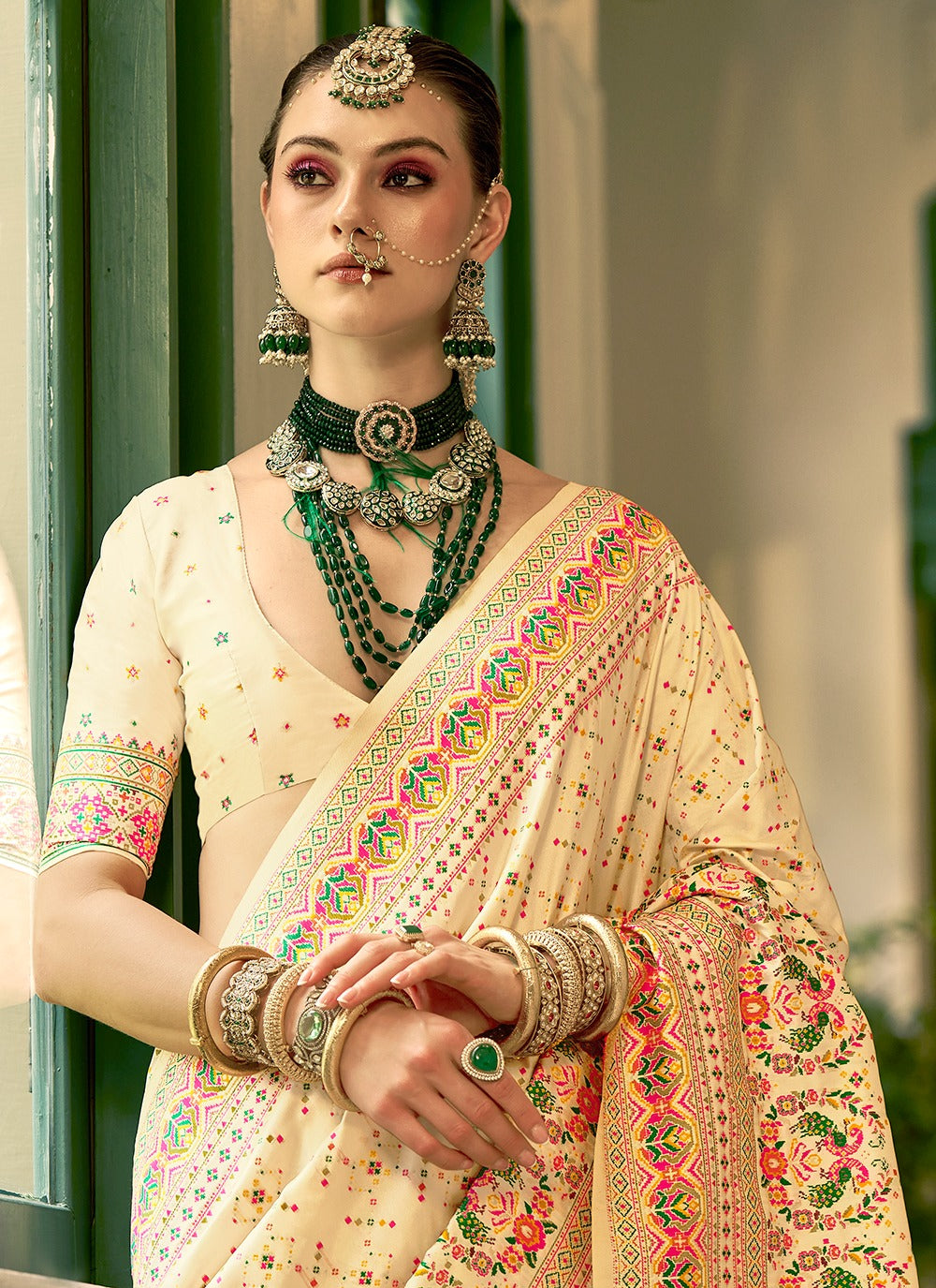 Beige Saree for Wedding