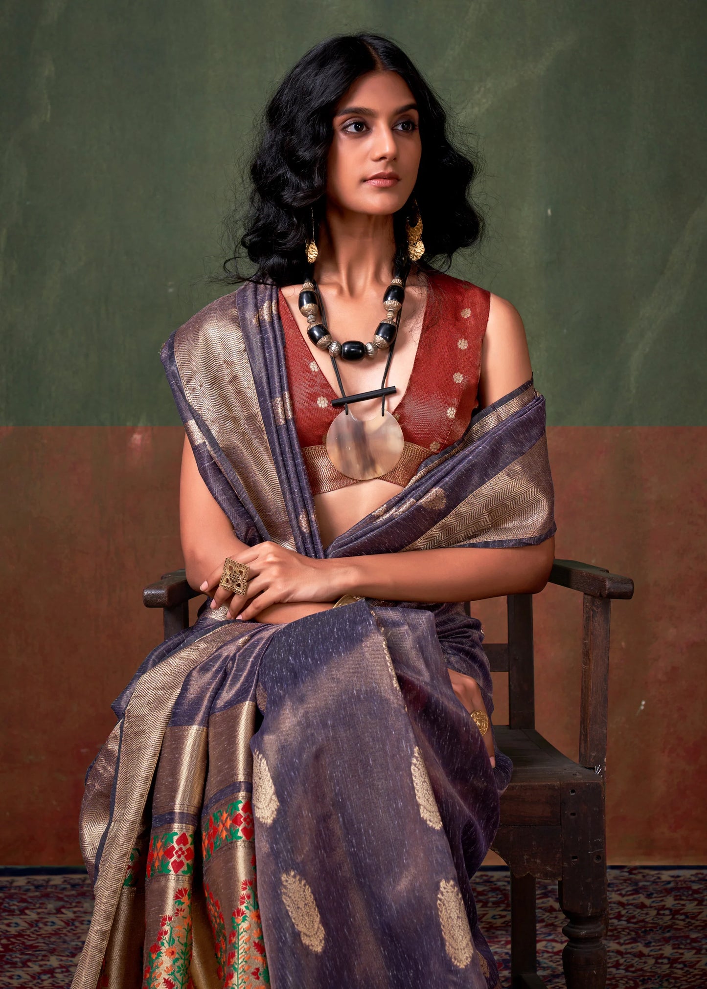 Purple Tissue Saree with blouse