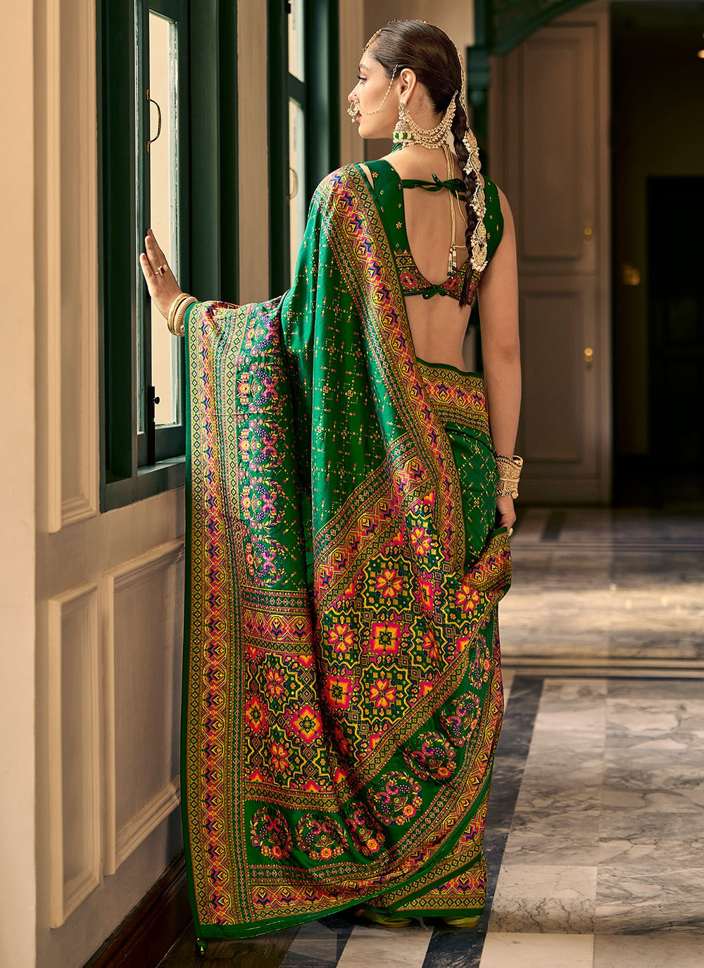 Dark Green Banarasi Silk Saree