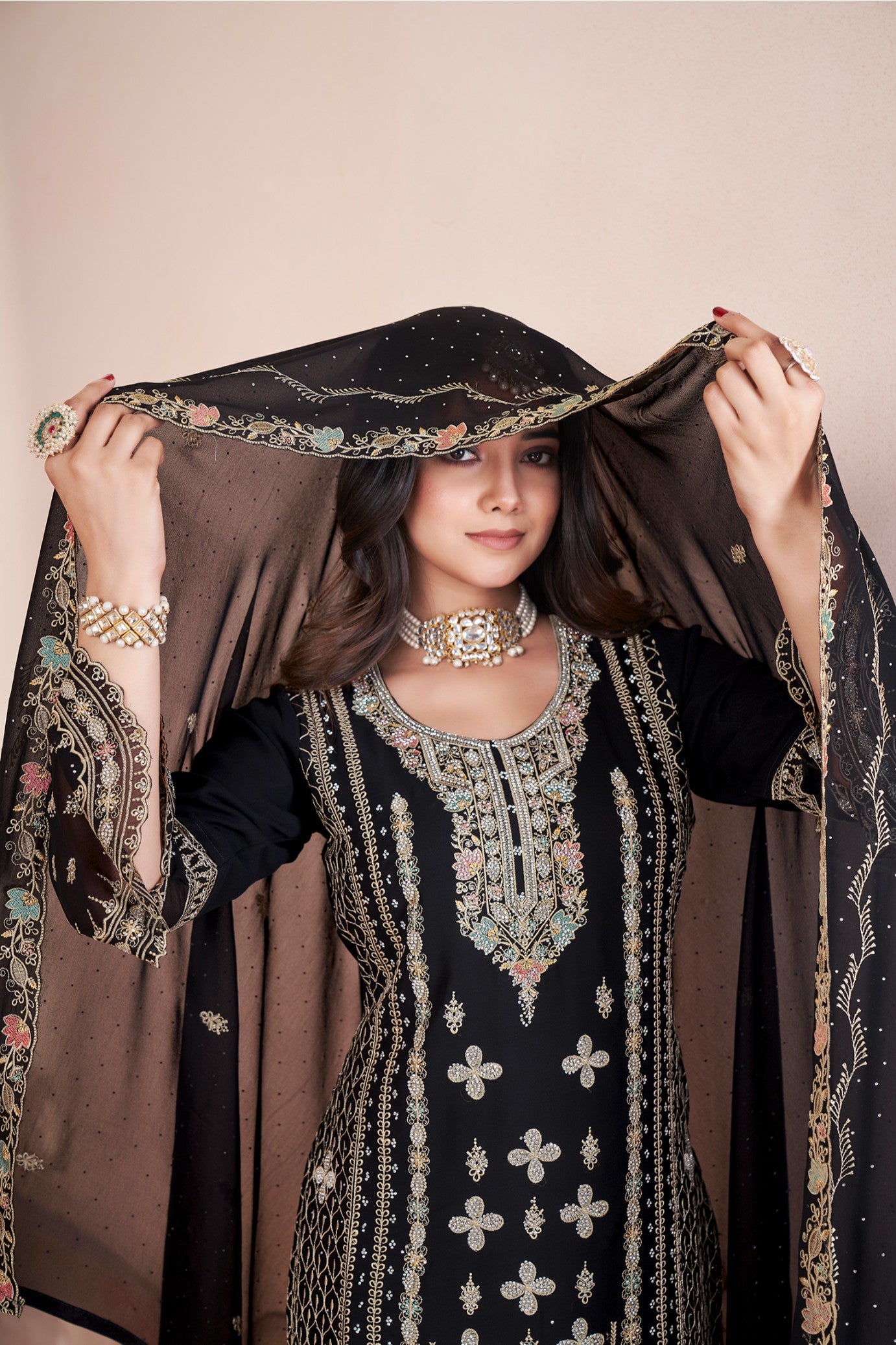 Black color georgette salwar suit with dupatta images