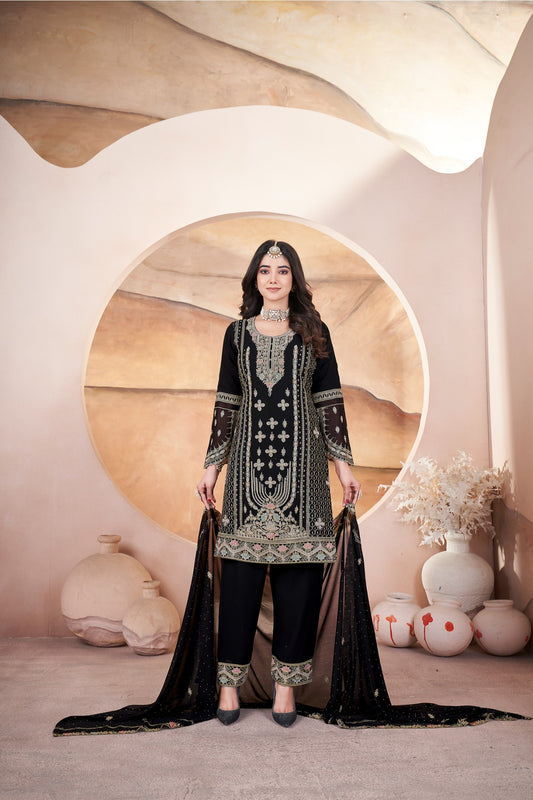 Black color georgette salwar suit for wedding