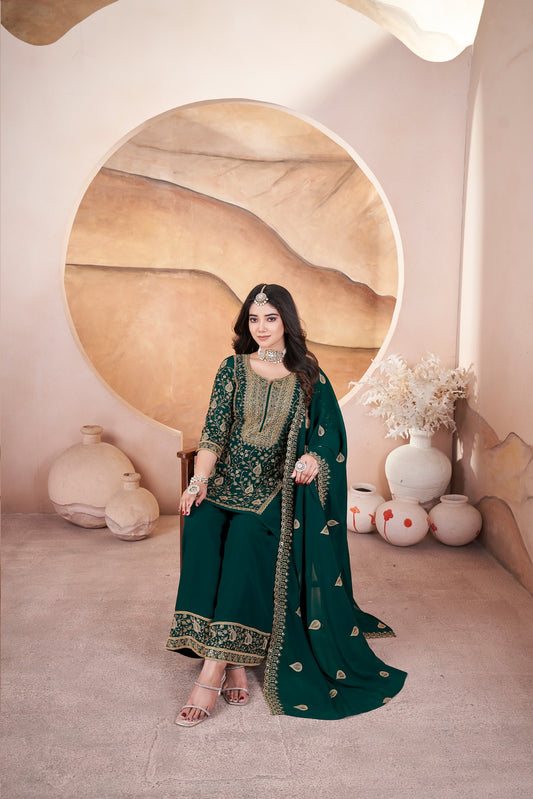 Green color georgette salwar suit with dupatta