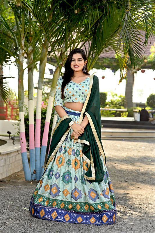 Light Green chinon lehenga choli for women