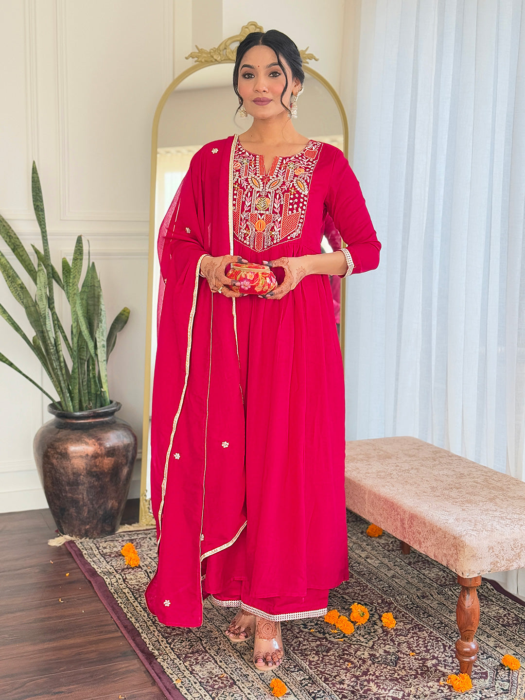 Red color viscose salwar suit price