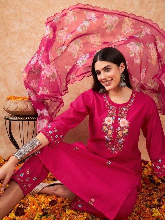 Pink color viscose chanderi salwar suit price