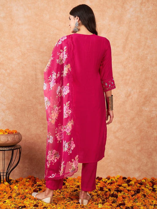 Pink color viscose chanderi salwar suit online