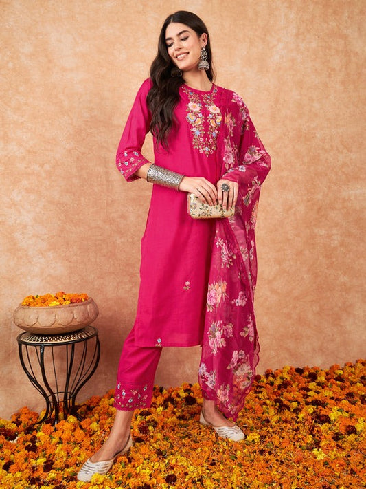 Pink color viscose chanderi salwar suit for wedding