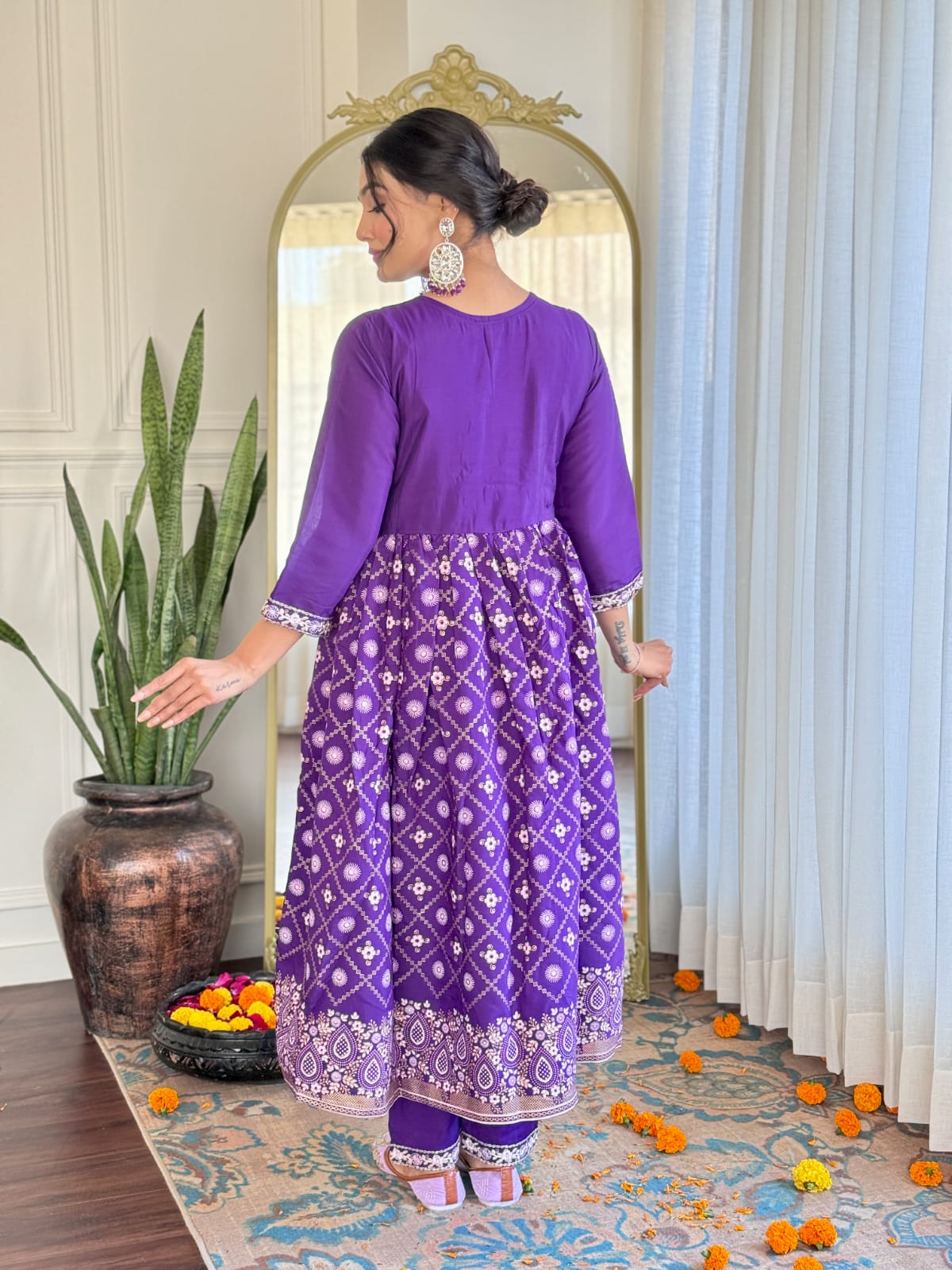 Purple color chanderi silk salwar suit for party